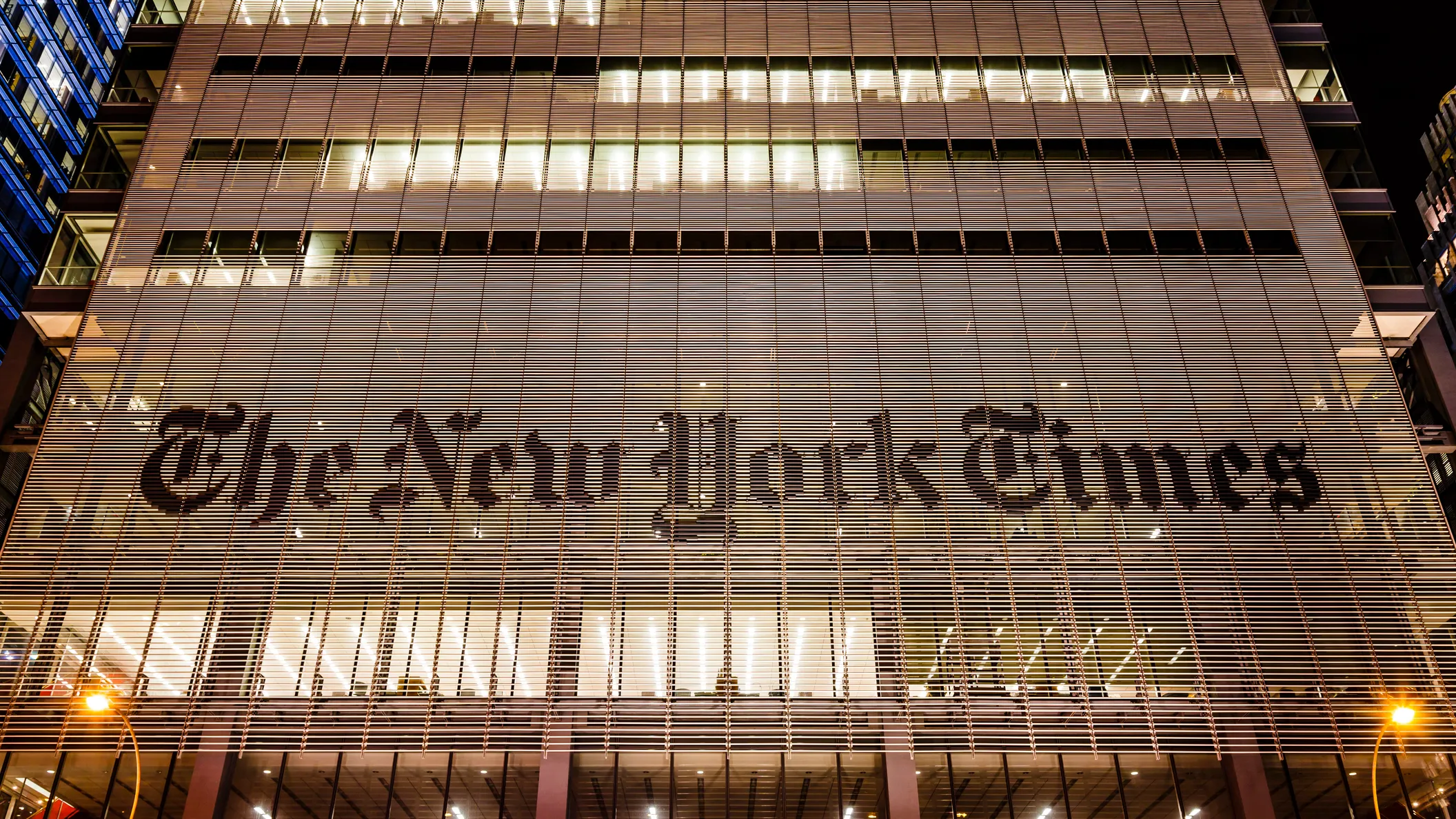 L'insegna sulla sede del New York Times