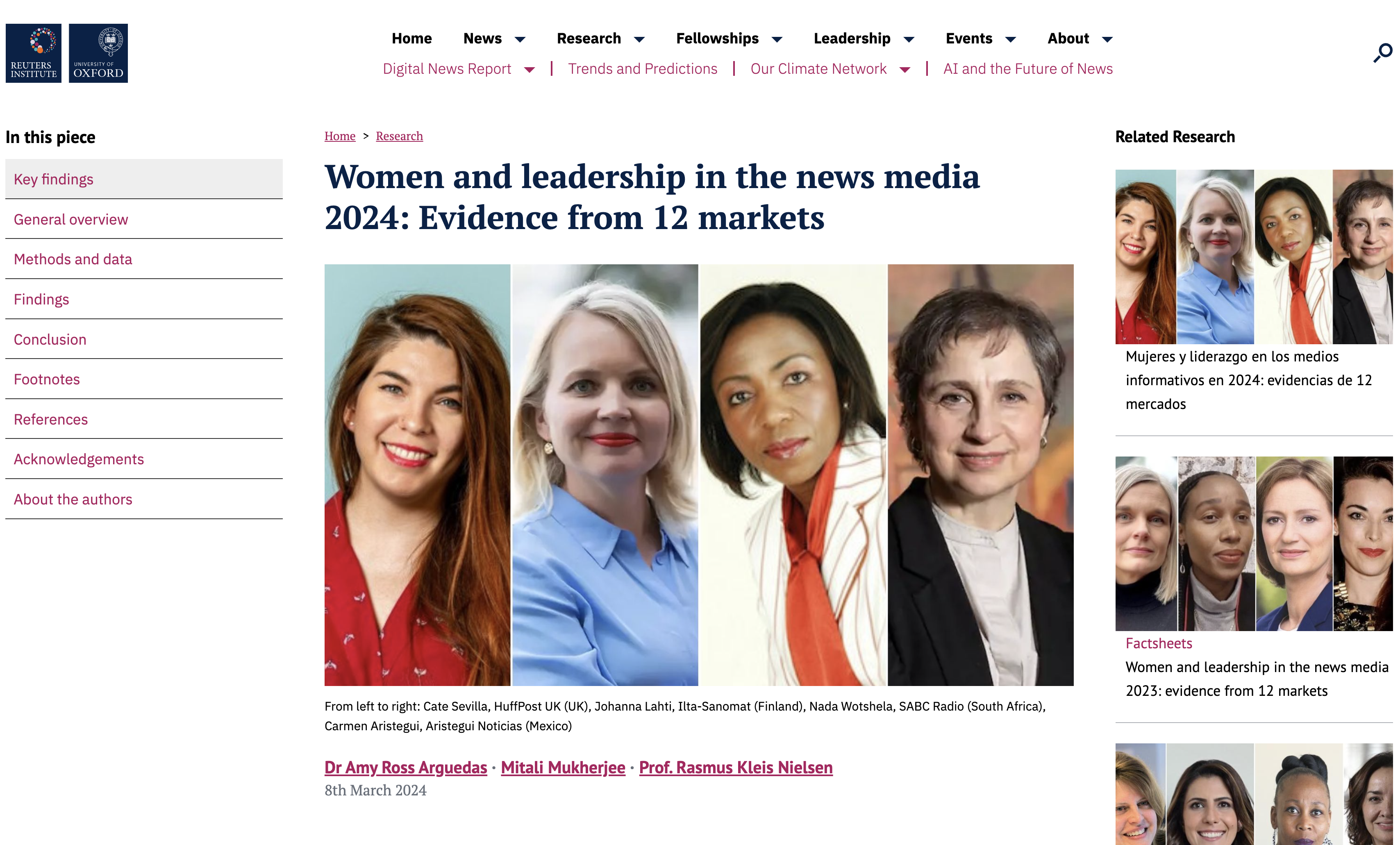 Women and leadership in the news media 2024: Evidence from 12 markets