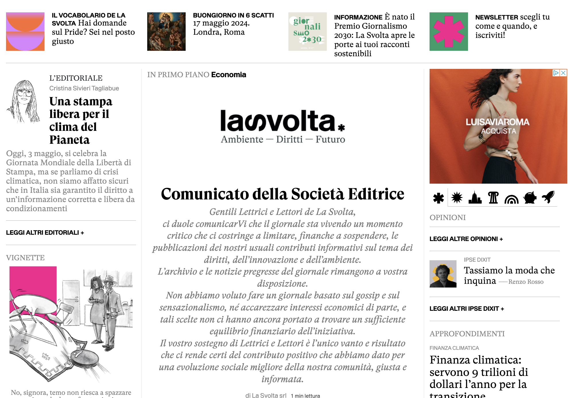 La Svolta homepage