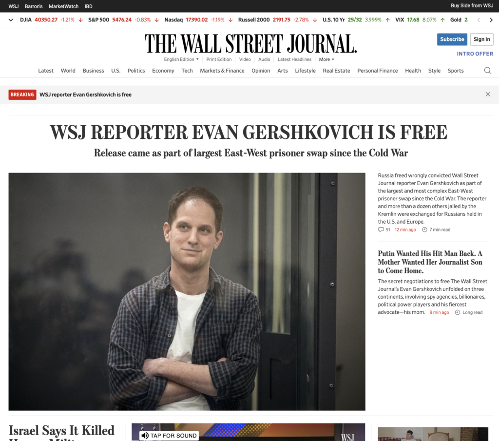 web - WSJ reporter Evan Gershkovich is free 1a