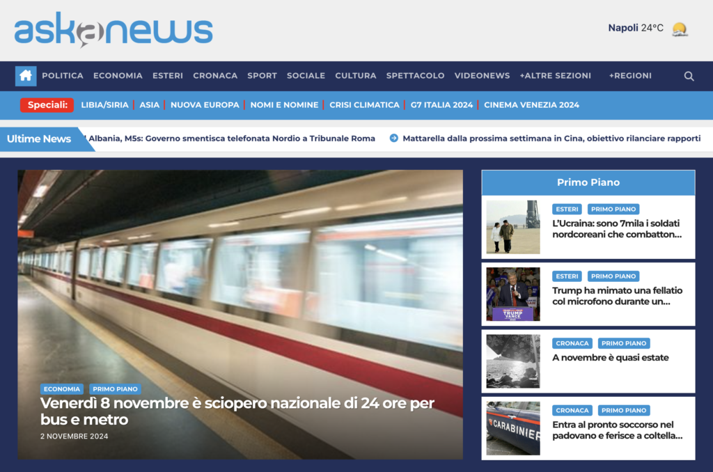 Askanews homepage