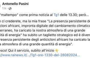 Il Tg1 taglia le dichiarazioni di Pasini sul cambiamento climatico